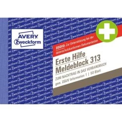 Zweckform Meldeblock 313, Erste Hilfe, A6 Quer, Zur Dokumentation Von Unfällen Gem. DGUV, 50 Blatt -Haushaltsprodukte Geschäft 0025e85a499fa30b100d221fdc1670a5453aea64 meldeblock zweckform 313 erste hilfe a6 quer