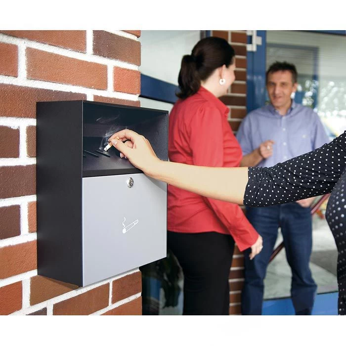 Wedo Aschenbecher 17038112, Wandascher Aus Stahl, 6,8 Liter, Silber / Schwarz 4 Wedo Aschenbecher 17038112, Wandascher Aus Stahl, 6,8 Liter, Silber / Schwarz - Image 4