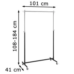 Jankurtz Garderobenständer Boston, 494209, Mit Rollen, Ausziehbar, Metall, Schwarz / Silber -Haushaltsprodukte Geschäft 0d2f935e062198121a61b2f787151584b8da758d garderobenstaender jankurtz boston 494209