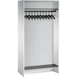CP-Möbel Garderobenständer Serie 8070, Mit Ablagen, Metall, Lichtgrau