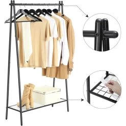 Songmics Garderobenständer HSR23BK, Mit Schuhablage, Metall, Schwarz -Haushaltsprodukte Geschäft 12176a9ee73689a157eea7174541f9cd5fbfec48 garderobenstaender songmics hsr23bk