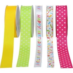 Präsent Geschenkband Geburtstag, Set Mit 5 Motiven, Stoffband, 15-25mm X 3m, Matt, 5 Stück -Haushaltsprodukte Geschäft 1825a25e0f2067892fec4757122155b8f6f68367 geschenkband praesent geburtstag set mit 5 motiven