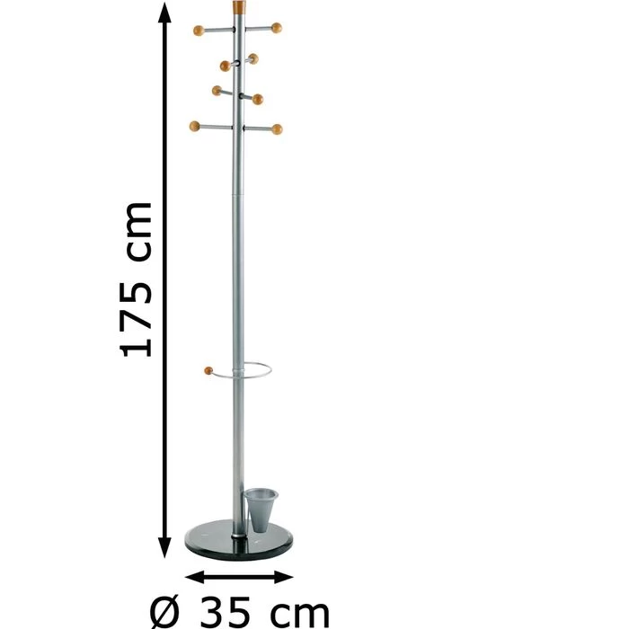 Alco Garderobenständer 2807, Mit 8 Haken, Metall, Silber 2 Alco Garderobenständer 2807, Mit 8 Haken, Metall, Silber - Image 2