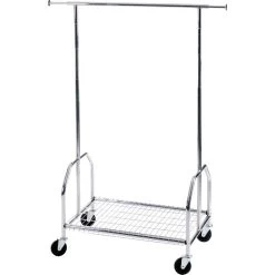 Alco Garderobenständer 2830, Mit Rollen Und Schuhablage, Metall, Silber