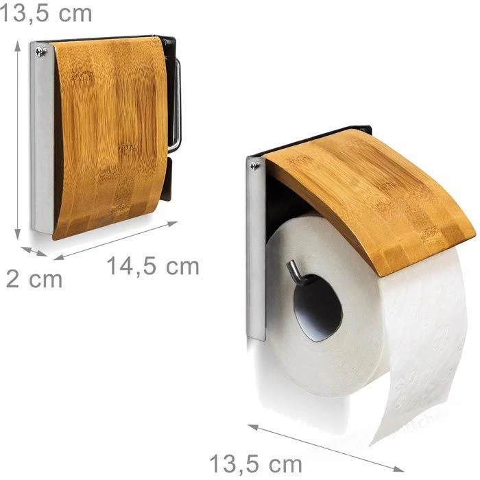 Toilettenpapierspender Relaxdays Bambus Und Edelstahl, Für 1 Kleinrolle, Braun 3 Toilettenpapierspender Relaxdays Bambus Und Edelstahl, Für 1 Kleinrolle, Braun - Image 3