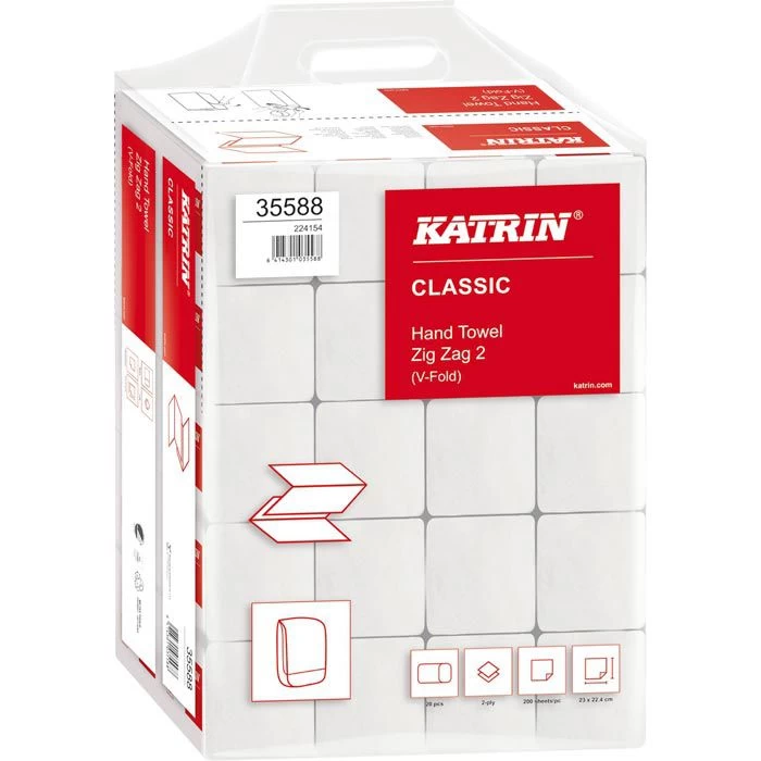 Katrin Classic 35588 Handy Pack, 2-lagig, Zick-Zack-Falz, 23 X 24,4 Cm, 4000 Stück, Papierhandtücher 4 Katrin Classic 35588 Handy Pack, 2-lagig, Zick-Zack-Falz, 23 X 24,4 Cm, 4000 Stück, Papierhandtücher - Image 4