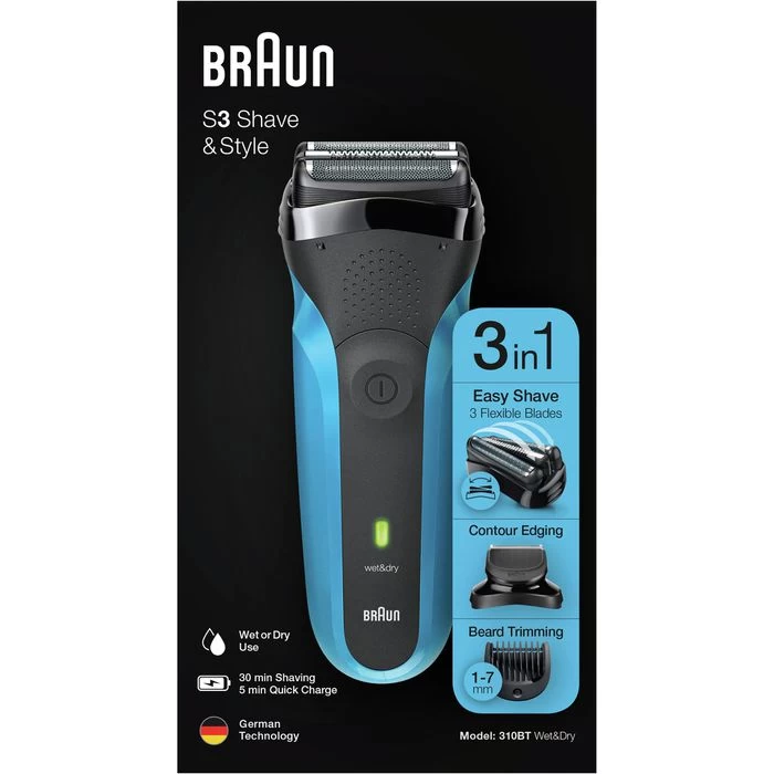 Braun Elektrorasierer Series 3 310BT Shave & Style, Für Herren, Wet & Dry, Mit Trimmer, Schwarz/blau 8 Braun Elektrorasierer Series 3 310BT Shave & Style, Für Herren, Wet & Dry, Mit Trimmer, Schwarz/blau - Image 8