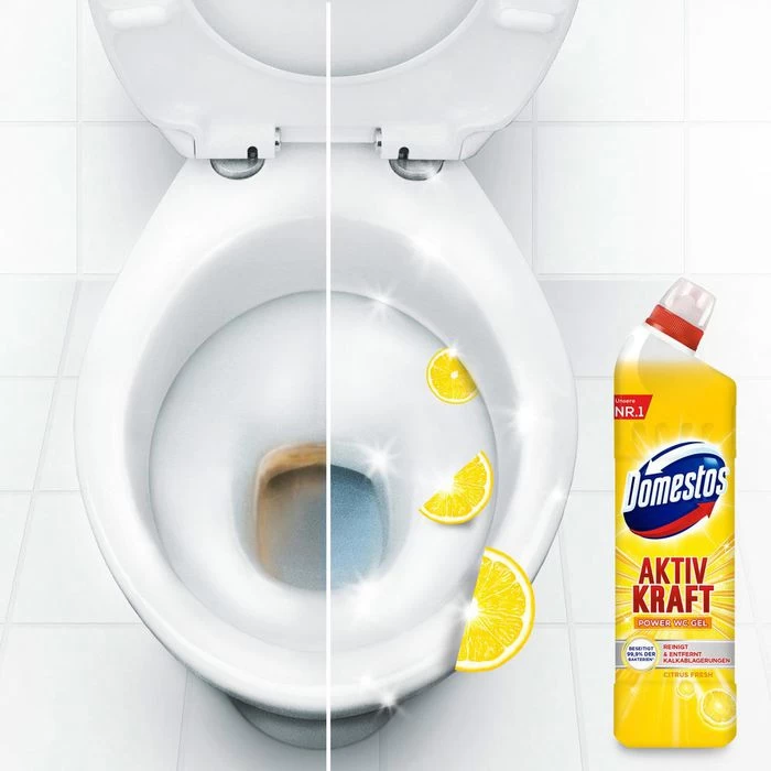 Domestos WC-Reiniger Aktiv Kraft Citrus Fresh, WC Gel, Beseitigt 99,9% Der Bakterien, 1 Liter 2 Domestos WC-Reiniger Aktiv Kraft Citrus Fresh, WC Gel, Beseitigt 99,9% Der Bakterien, 1 Liter - Image 2