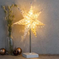 Böttcher-AG Weihnachtsstern Schnee, Stehleuchte, Beleuchtet Mit 8 LEDs, 16 X 47cm, Papier, Batterie -Haushaltsprodukte Geschäft 20ad8ee18d333891910f0ff3fa84e655c3f35d78 dekostern boettcher ag schnee stehleuchte
