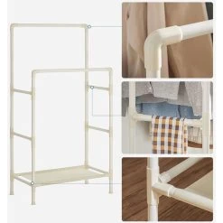 Songmics Garderobenständer RDR01WT, Bis 55 Kg, Mit 2 Kleiderstangen Und Ablage, Metall, Weiß -Haushaltsprodukte Geschäft 22fbe083143e74971ff6cf9117edf575ba08f5b4 garderobenstaender songmics rdr01wt bis 55 kg