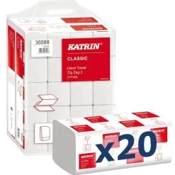 Katrin Classic 35588 Handy Pack, 2-lagig, Zick-Zack-Falz, 23 X 24,4 Cm, 4000 Stück, Papierhandtücher