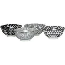 Ritzenhoff&Breker Müslischale Takeo, Porzellan, Schwarz / Weiß, 15,5cm, Set, 4 Stück