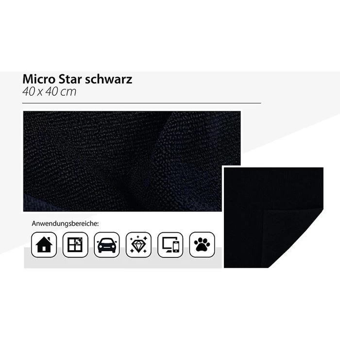 Bellanet Allzwecktuch Micro Star, Schwarz, Microfasertuch, 40 X 40cm, 2 Stück 5 Bellanet Allzwecktuch Micro Star, Schwarz, Microfasertuch, 40 X 40cm, 2 Stück - Image 5