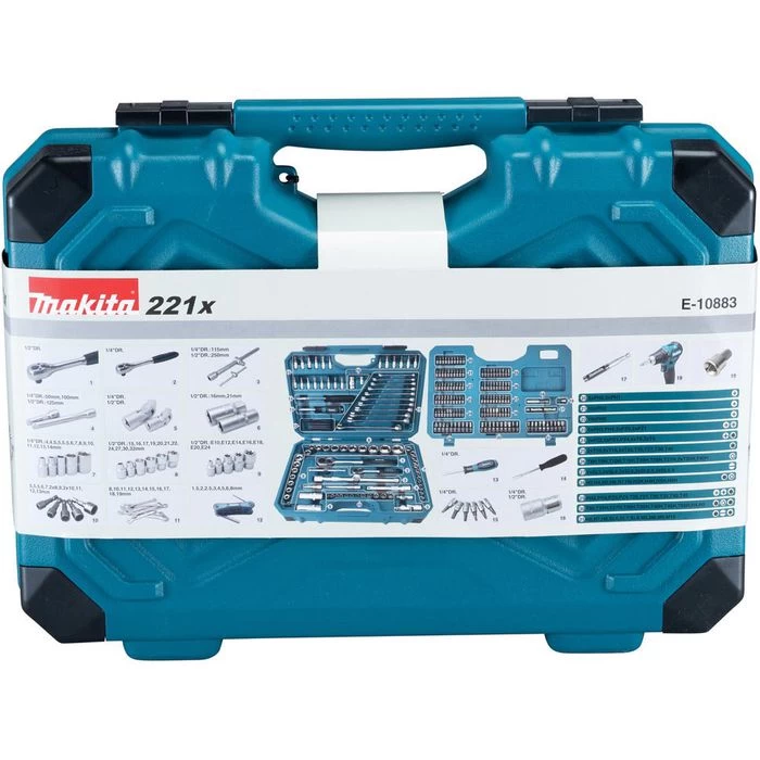 Makita Werkzeugkoffer E-10883, Werkzeug-Set, 221-teilig, Im Klappkoffer 2 Makita Werkzeugkoffer E-10883, Werkzeug-Set, 221-teilig, Im Klappkoffer - Image 2