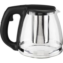 Böttcher-AG Tee-Kanne Glas / Kunststoff, Mit Edelstahl-Sieb, Transparent / Schwarz, 1,2 L