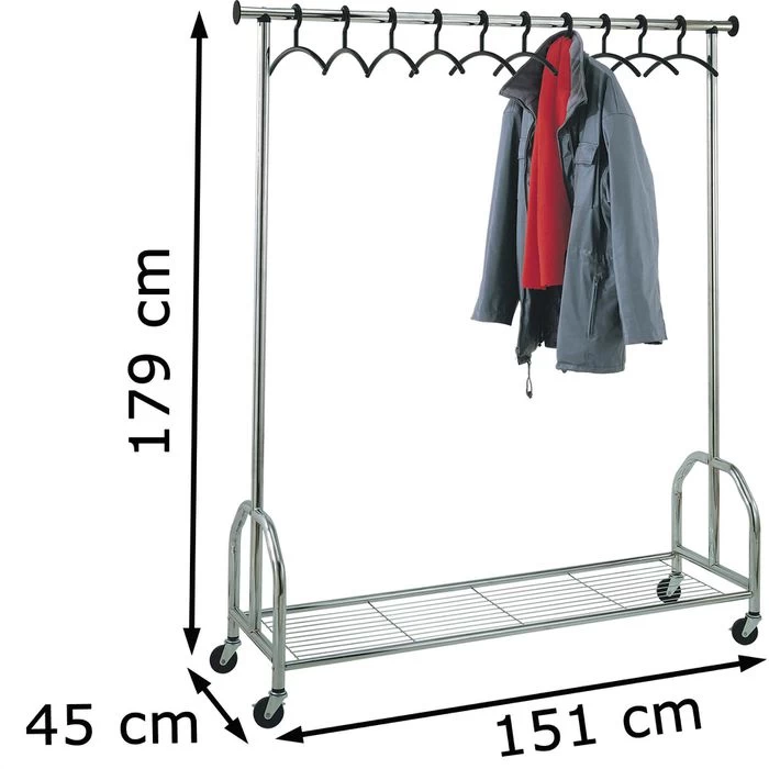 Kerkmann Garderobenständer Chromo, 6016, Mit Rollen Und Schuhablage, Metall, Silber 2 Kerkmann Garderobenständer Chromo, 6016, Mit Rollen Und Schuhablage, Metall, Silber - Image 2