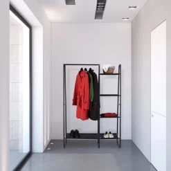 Relaxdays Garderobenständer 10028912, Mit 5 Ablagen, Metall, Schwarz -Haushaltsprodukte Geschäft 32f6d0b5cfd2acf6b35375012645a55e3db42d88 garderobenstaender relaxdays 10028912