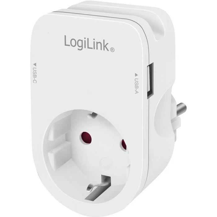 LogiLink Steckdosenadapter PA0259, 1-fach Schutzkontakt, USB-A, USB-C 1 LogiLink Steckdosenadapter PA0259, 1-fach Schutzkontakt, USB-A, USB-C