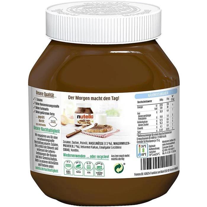 Nutella Brotaufstrich Nussnougatcreme, 750g 2 Nutella Brotaufstrich Nussnougatcreme, 750g - Image 2