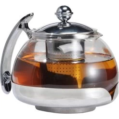 Böttcher-AG Tee-Kanne Glas, Mit Edelstahl-Sieb, Transparent, 1,2 L