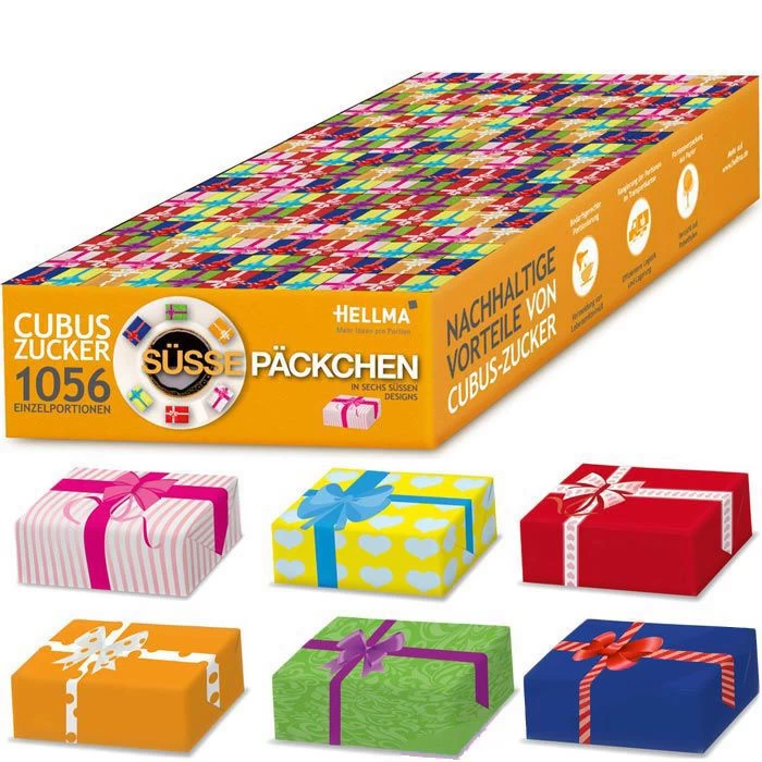 Hellma Zucker Cubus Süße Päckchen, 1056 Stück 1 Hellma Zucker Cubus Süße Päckchen, 1056 Stück