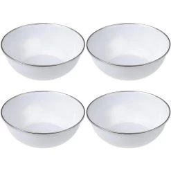 Gräwe Müslischale 730.SCH.C1, Stahlbelech Emailliert, Weiß, 15cm, Set, 4 Stück