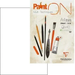 Clairefontaine Zeichenblock PaintON 96537C, A4, 250 G/m², Geleimt, Weiß, 40 Blatt
