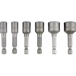 Bosch Steckschlüssel 2608551079, 6-teilig, 6 - 13mm Schlüsselweite - 50mm Länge, 1/4 Zoll