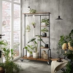 Vasagle Garderobenständer HSR66BX, Vintage, Rollen & 5 Ablagen, Bis 90 Kg, Metall/ Holz, Braun -Haushaltsprodukte Geschäft 44eac66f0f83525a2df2e71aee218cec36b1b5b9 garderobenstaender vasagle hsr66bx vintage