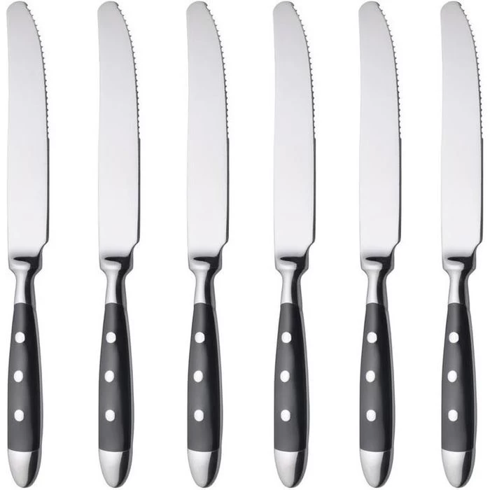 Gräwe Menümesser Nürnberg, Edelstahl 18/0, Geschmiedet, Silber / Schwarz, 6 Stück 4 Gräwe Menümesser Nürnberg, Edelstahl 18/0, Geschmiedet, Silber / Schwarz, 6 Stück - Image 4