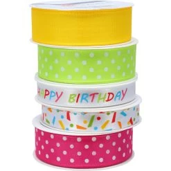 Präsent Geschenkband Geburtstag, Set Mit 5 Motiven, Stoffband, 15-25mm X 3m, Matt, 5 Stück -Haushaltsprodukte Geschäft 495abfff27d31524338d75a5e115c19886c609d4 geschenkband praesent geburtstag set mit 5 motiven