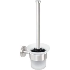 Bremermann WC-Bürste WC-Garnitur PIAZZA, Weiß, Bürstenhalter Aus Glas, Zur Wandmontage