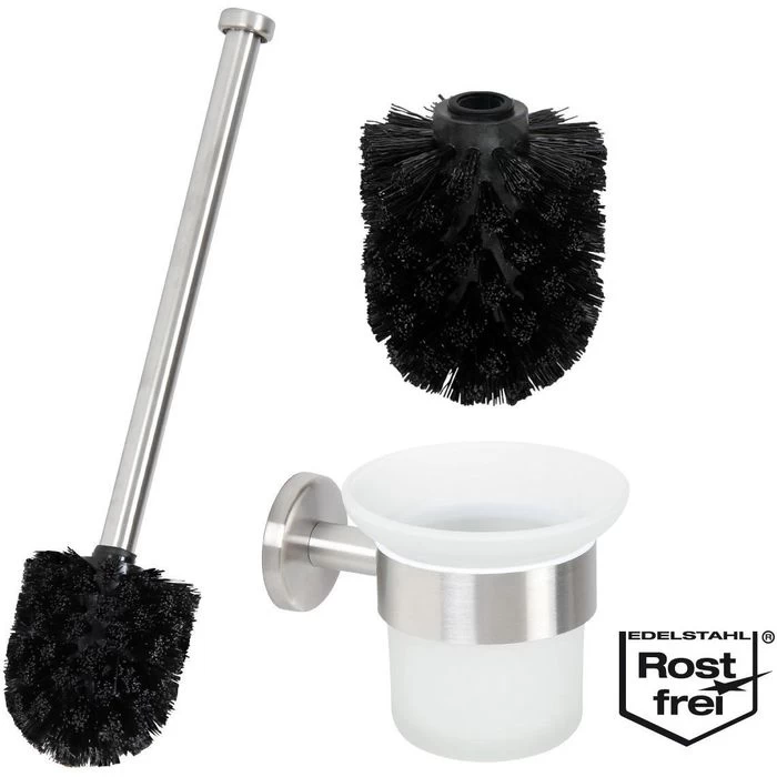 Bremermann WC-Bürste WC-Garnitur PIAZZA, Weiß, Bürstenhalter Aus Glas, Zur Wandmontage 3 Bremermann WC-Bürste WC-Garnitur PIAZZA, Weiß, Bürstenhalter Aus Glas, Zur Wandmontage - Image 3