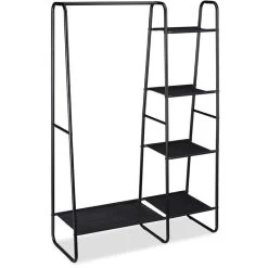 Relaxdays Garderobenständer 10028912, Mit 5 Ablagen, Metall, Schwarz