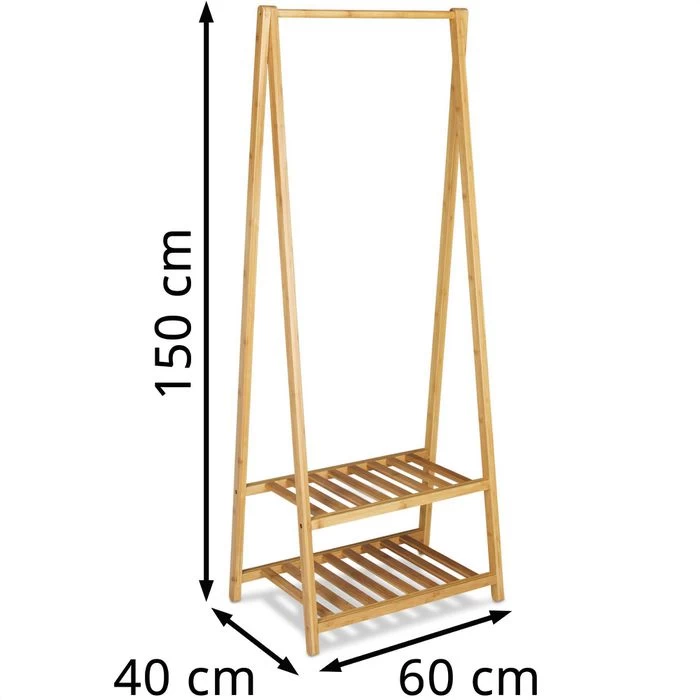 Relaxdays Garderobenständer 10020270, Mit 2 Ablagen, Bambus, Natur 2 Relaxdays Garderobenständer 10020270, Mit 2 Ablagen, Bambus, Natur - Image 2