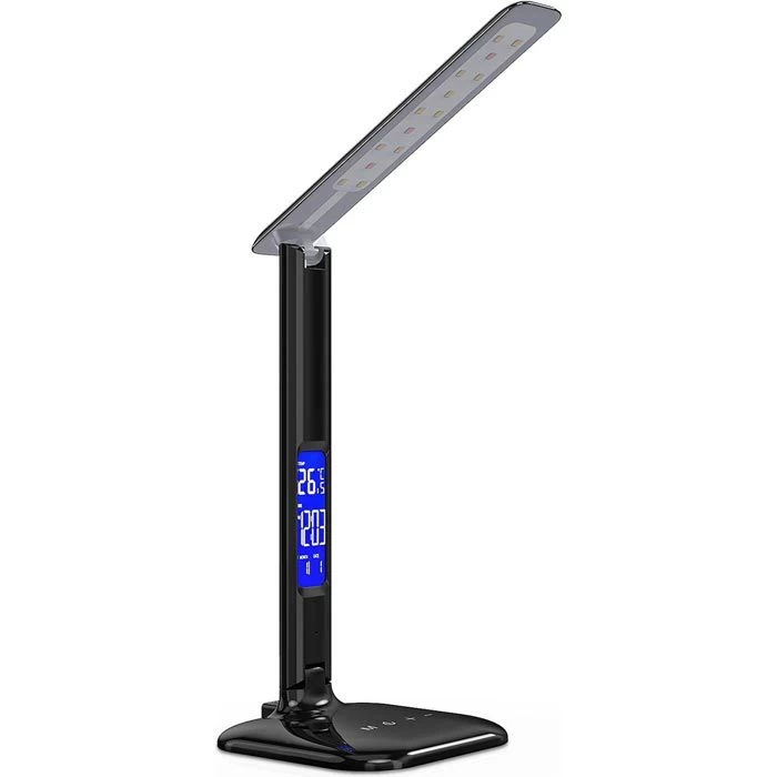 Kwmobile Schreibtischlampe LED, Dimmbar, USB, Uhr, Temperatur, Kalender, Schwarz 1 Kwmobile Schreibtischlampe LED, Dimmbar, USB, Uhr, Temperatur, Kalender, Schwarz