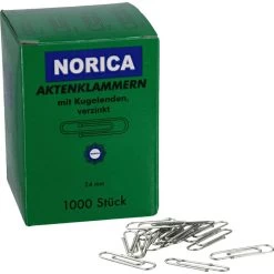 Alco Büroklammern 2210, Norica, 24mm, Silber, Mit Kugelenden, Verzinkt, 1000 Stück
