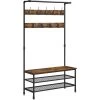 Vasagle Garderobenständer HSR47BX, Vintage, Mit 23 Haken, Metall / Holz, Schwarz / Braun