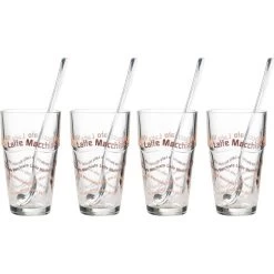 Ritzenhoff&Breker Kaffeegläser Latte Macchiato, Set Mit Löffel, 370ml, 8-teilig