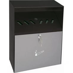 Wedo Aschenbecher 17038112, Wandascher Aus Stahl, 6,8 Liter, Silber / Schwarz