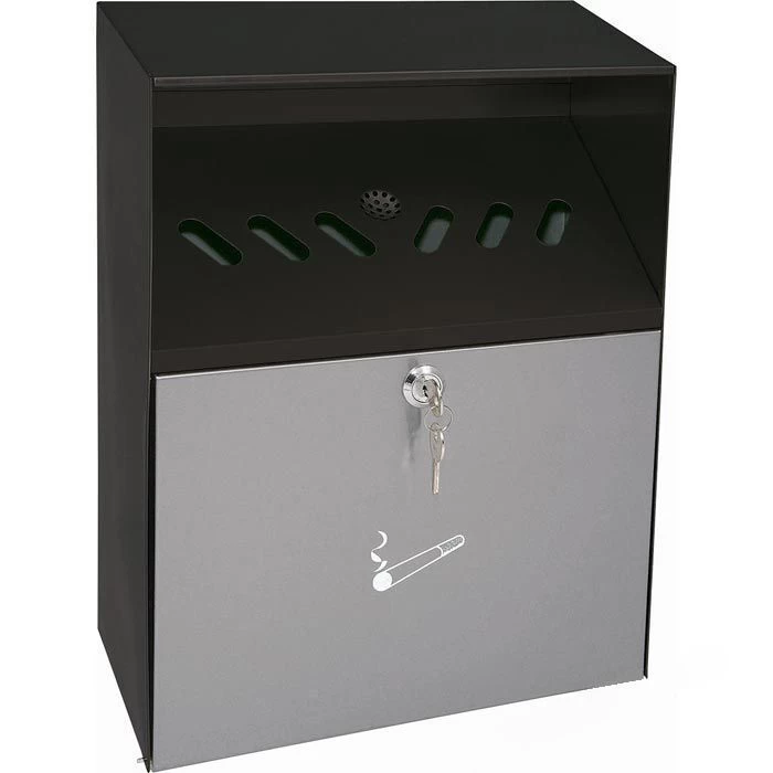 Wedo Aschenbecher 17038112, Wandascher Aus Stahl, 6,8 Liter, Silber / Schwarz 1 Wedo Aschenbecher 17038112, Wandascher Aus Stahl, 6,8 Liter, Silber / Schwarz