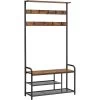 Vasagle Garderobenständer HSR409B01, Vintage, Mit 9 Haken, Metall / Holz, Schwarz / Braun