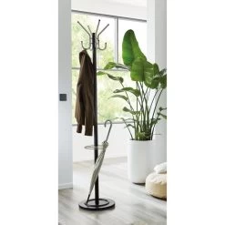 Haku-Möbel Garderobenständer 88599, Mit 8 Haken, Metall, Schwarz -Haushaltsprodukte Geschäft 53b79e1f8d5796f7a12b2b6f9a5e4d7b09df46ee garderobenstaender haku moebel 88599