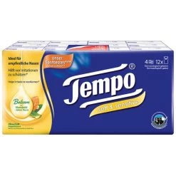 Tempo Taschentücher Soft & Sensitive, Mandelöl Und Aloe Vera, 4-lagig, 12 Päckchen