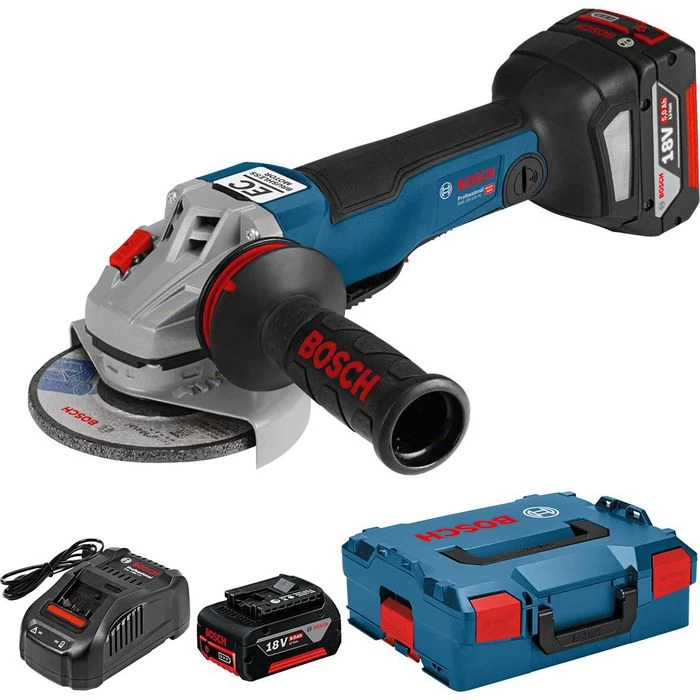 Bosch Winkelschleifer GWS 18V-10 PC, Professional, 125mm, 18V / 5,0Ah, Mit 2 Akkus Und Koffer + GRATIS Prämie 1 Bosch Winkelschleifer GWS 18V-10 PC, Professional, 125mm, 18V / 5,0Ah, Mit 2 Akkus Und Koffer + GRATIS Prämie