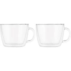 Bodum Kaffeegläser Bistro Caffe Latte 10608-10, Doppelwandig, Mit Henkel, 450ml, 2 Stück