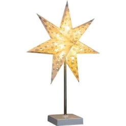 Böttcher-AG Weihnachtsstern Schnee, Stehleuchte, Beleuchtet Mit 8 LEDs, 16 X 47cm, Papier, Batterie