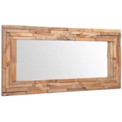 VidaXL Wandspiegel 244564, Teak, Rechteckig, Braun, Rahmen Aus Massivholz, 120 X 60cm