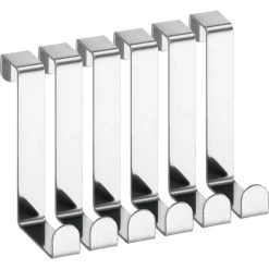 Wenko Kleiderhaken 4214062100, Für Die Tür, Silber, Edelstahl, 1 Haken, 6 Stück