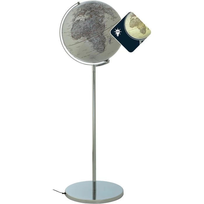 Emform Globus Sojus Light Silver Standglobus Ø43cm, Leuchtglobus, Politisches Kartenbild, Silber 2 Emform Globus Sojus Light Silver Standglobus Ø43cm, Leuchtglobus, Politisches Kartenbild, Silber - Image 2